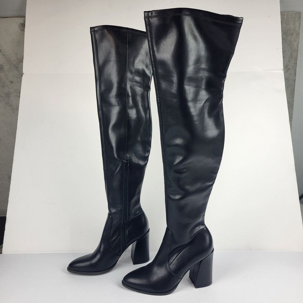 DV By Dolce Vita Women's Gollie Over The Knee Faux leather Boots Black Size 6